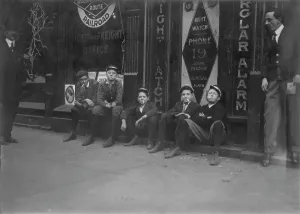 1910s Candid Prints: A.D.T. Boys. They all smokes. Birmingham