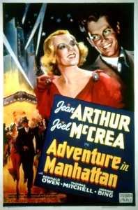 Joel Prints: ADVENTURE IN MANHATTAN, Jean Arthur, Joel McCrea, 1936