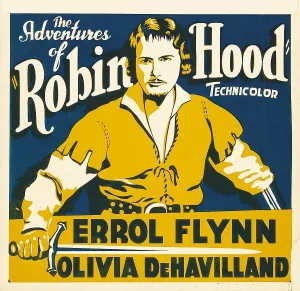 THE ADVENTURES OF ROBIN HOOD, Errol Flynn on jumbo window card, 1938