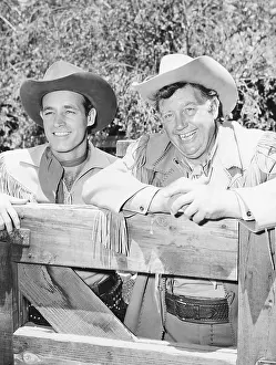 Andy Prints: ADVENTURES OF WILD BILL HICKOK, from left: Guy Madison, Andy Devine, 1951-1958