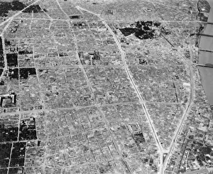 Air Force Prints: Aerial view of bomb damage in Tokyo