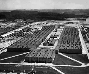 Physics Prints: Aerial view of the K25 Plant at the Oak Ridge site of the Manhattan Project
