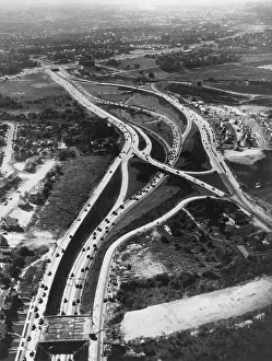Lcgr1409 Prints: Aerial view of limited access highway on Long Island