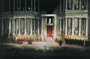Roman Theatre Prints: AESCHYLUS (525-455 BC). Theatre performance of Aeschylus 'The Oresteia' at the Roman theatre of Merida
