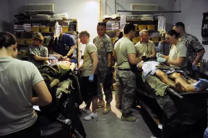 Beds Prints: Afghan soldiers seriously wounded by an improvised explosive device in Najabad Afghanistan at a US field medical unit