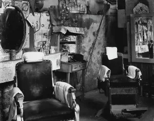 Towel Prints: African American barber shop, original title: Negro barber shop