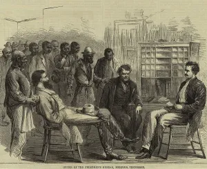 Food Prints: African American clients wait in line at the Office of the Freedmen's Bureau