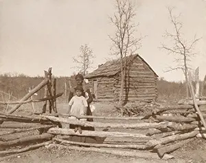 Rustic Prints: African American-Creek woman and child at their Southern homestead