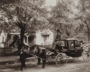 Carriages Prints: African American family in a fine horse-drawn carriage in Atlanta
