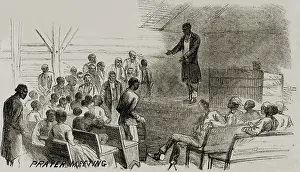 Prayers Prints: African American freedmen in a prayer meeting after the end of the U.S. Civil War