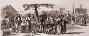 Reconstruction Prints: African American freedmen receiving rations as they had as slaves