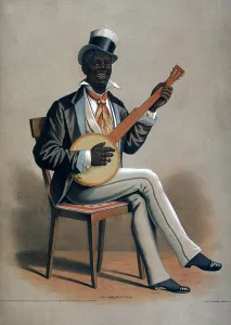 Negro Prints: African American man playing the banjo