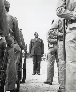 North Carolina Prints: African American Marine boot recruits listen to their drill instructor