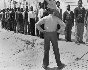 North Carolina Prints: African American Marine recruits line up to begin basic training