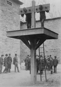 Images Dated 12th August 2009: Two African American men confined in a Delaware pillory above a whipping post