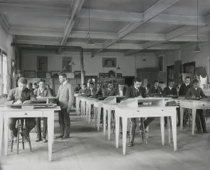 Teacher Prints: African American men in Mechanical drawing class at Tuskegee Institute