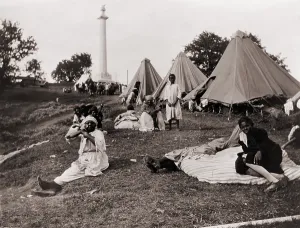 South Prints: African American refugees in front of their temporary tent homes during the 1927 Mississippi River flood