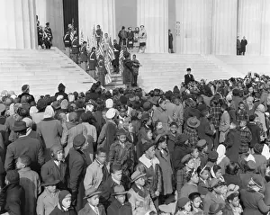 Domestic Politics Prints: African American school children at the Lincoln Memorial to commemorate Lincoln's Birthday