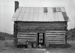 Open Door Prints: African American sharecropper house with child on steps