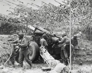Camouflage Prints: African American soldiers set up a 155mm howitzer field battery in France