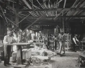 Teacher Prints: African American students working in a mechanized wood workshop at Tuskegee Institute