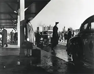 Train Station Prints: African American woman arriving in Washington