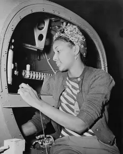 Manufacturing Prints: African American woman war worker at Douglas Aircraft Company