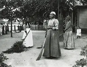 Work Prints: African American women with brooms of bambusa