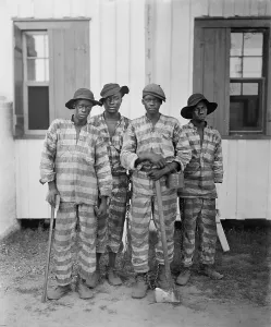 Axes Prints: Four African American youths in a Southern chain gang