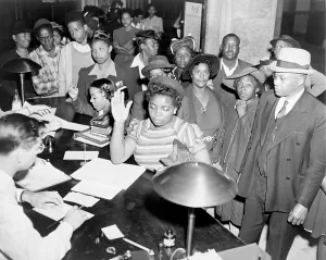 Integration Prints: African Americans lined up to register to vote for the Georgia Democratic Primary