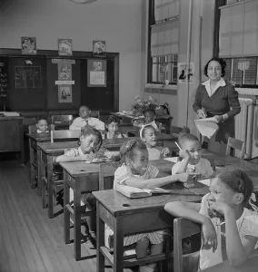 Desks Prints: African Americans in a racially segregated Elementary school classroom in Washington