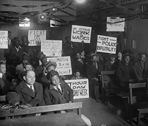 Caucasians Prints: African Americans and Whites at a Communist meeting before a protest demonstration