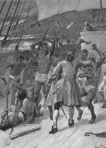 Mutiny Prints: African captives fight against a 18th century the slave ship crew