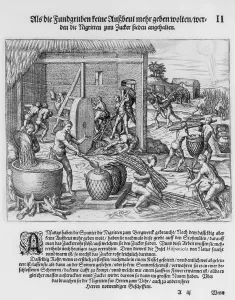 Slaves Prints: African slaves processing sugar cane on Hispaniola