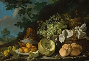 Grapes Prints: THE AFTERNOON MEAL, by Luis Melendez, 1772, Spanish painting, oil on canvas