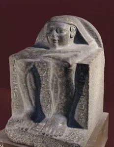 Saqqara Prints: Ahotep Block Statue. 1550 -1525 BC