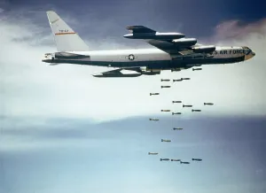 Bombers Prints: US Air Force B-52 dropping 750 pound bombs over Vietnam