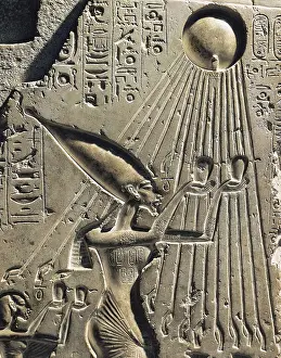 Amarna Prints: Akhenaten and his family offering to the sun-god Aten