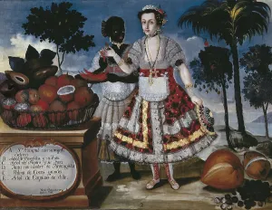 Nourishment Prints: ALBAN, Vicente (18th c.). Distinguished woman with her negro slave