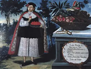 Folk Prints: ALBAN, Vicente (18th c.). Quito's Indian Chief in a formal suit