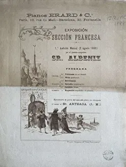 Musics Prints: ALBENIZ, Isaac (1860-1909). Concert programme for piano by Isaac Albniz performed in Barcelona the 2nd August 1888