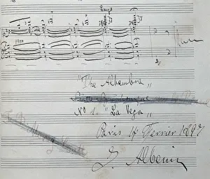 Foreground Prints: ALBENIZ, Isaac (1860-1909). Autographed score of the suite for piano 'La Vega' (1897) by Isaac Albeniz