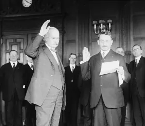 Fall Prints: Albert B. Fall (1861-1944), taking the oath of office of Secretary of the Interior for the Warren Harding