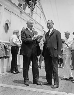 Merchant Marine Prints: Albert Davis Lasker (right), advertising man and chairman of the U