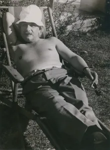 Exile Prints: Albert Einstein (1879-1955), sunbathing in 1932
