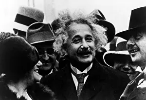 Everett Site Prints: Albert Einstein & wife Elsa during a visit to America in the 1920's