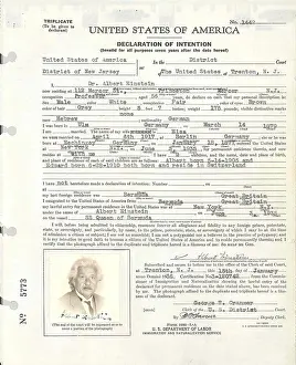 Physicists Prints: Albert Einstein's petition for naturalization. It was filed at U.S