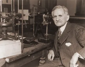 Physicist Prints: Albert Michelson (1852-1931), in his laboratory with a spectroscope