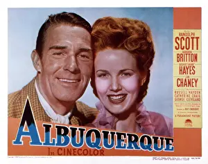 Lcp201602 Prints: ALBUQUERQUE, US lobbycard, from left: Randolph Scott, Barbara Britton, 1948