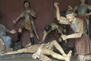 ALEIJADINHO, Antonio Francisco de Lisboa, also called (1738-1814). The Crucifixion. 1799. BRAZIL. Congonhas do Campo. Church of Bom Jesus do Matosinhos